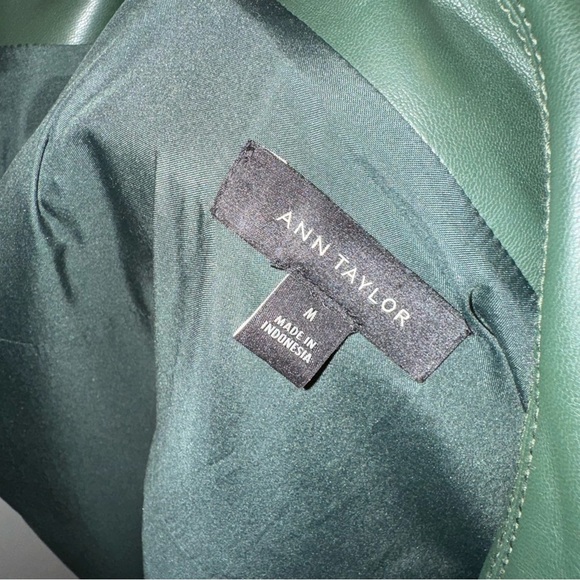Ann Taylor Green Leather Short Trench Coat - Picture 8 of 8
